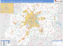 Nashville-Davidson-Murfreesboro-Franklin Metro Area Digital Map Basic Style